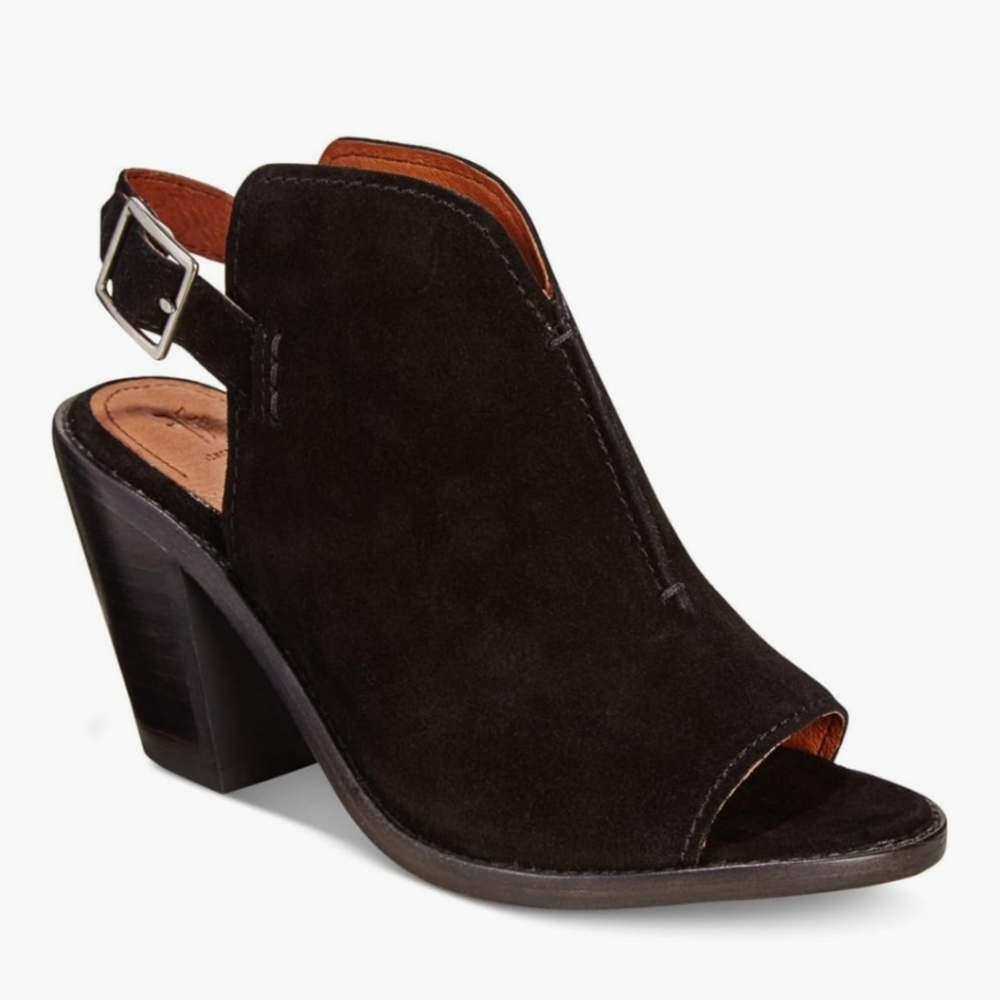 Frye Suede‎ Courtney Sling Peep Toe Heeled Sandals 7.5